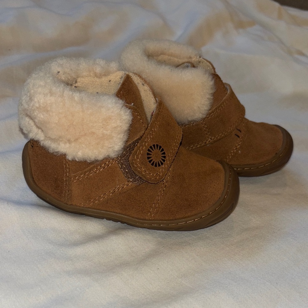 UGG Tan Kids Boots with Cream Fur